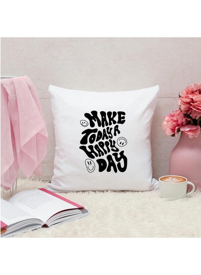 اشتري Make Today A Happy Day Quotes Personalized Pillow, 40x40cm Decorative Throw Pillow by Spoil Your Wall في الامارات