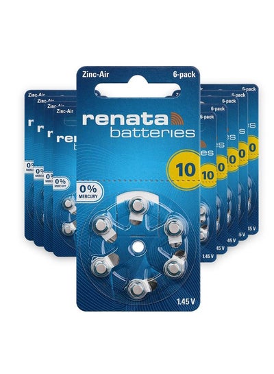 Buy 60-Pieces Renata Zinc Air Hearing Aid Batteries Size 10 in UAE