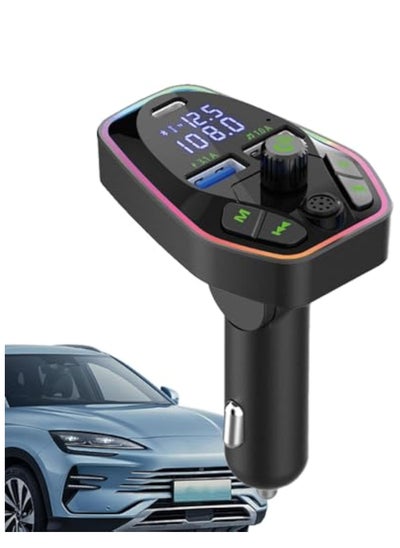 Buy Bluetooth FM Transmitter for Car, Radio Adapter, Car Wireless Transmitter, Wireless Radio Car Kit, Compact Durability 5.0 Wireless Automotive Radio Transmitter Multifunctional Adapter in UAE