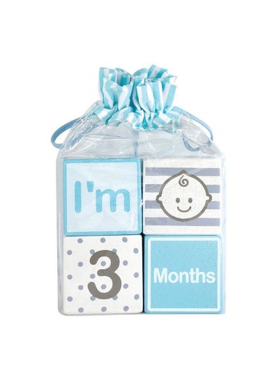 اشتري Solid Wood Monthly Weekly Yearly Milestone Age Blocks Newborn Gifts & Keepsakes For Picture Props (4 Pcs/Blue) في الامارات