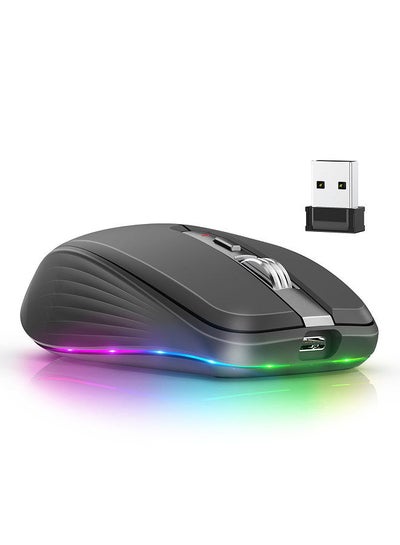 اشتري 2.4G+BT5.1 Dual-mode Wireless Mouse Computer Gaming Mice Ergonomic Design 4-gear   Adjustable DPI Built-in Rechargeable Battery for Laptop في الامارات