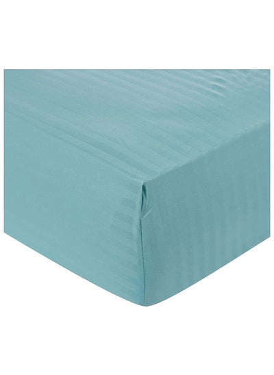 Buy HOTEL COLLECTION Stripe TEAL BLUE Fitted Sheet 160x200 cm with 2 Pillow Cases in UAE