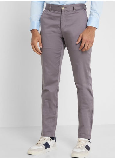 اشتري Thomas Scott Men Grey Slim Fit Easy Wash Sustainable Chinos Trousers في الامارات