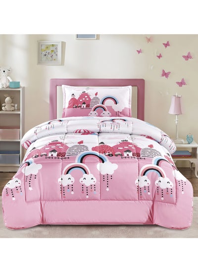 اشتري 3-Piece kids Medium Filling Comforter set Reversible Bed Set Single Size 160x210 cm for Boys & Girls في السعودية