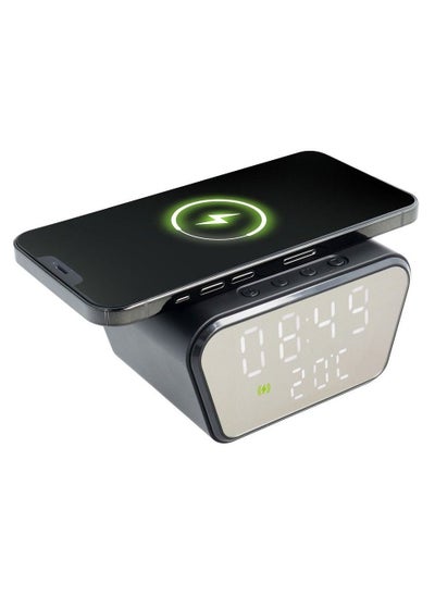 Buy Wireless Charger with Alarm Clock 2 in 1 Multifunction Qi Wireless Charger Bedside Digital Alarm Clock with LED Display for Time Temperature in UAE