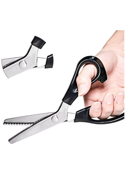 Buy Pinking Shears for Fabric Cutting with Cushioned Handles Stainless Steel Edges Premium Zig Zag Scissors for Crafting Dressmaking Sewing Professional 5mm in UAE