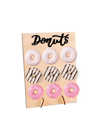 اشتري Wooden Donut Wall Stand Reusable 12 peg Donut Stand for Party Donut Holder for Donut Grow Up Party Birthday Unicorn Wedding Baby Shower Decorations في الامارات