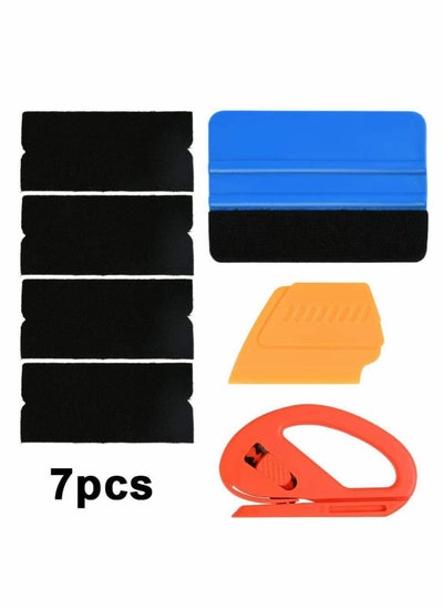 اشتري 7PCS Soft Vinyl Wrap Tool Mini Window Tint Film Installing Squeegee Applicator Scraper for Wraps & Decals with Black Fabric Felt 7Pcs Car film Installation Tools Kit في الامارات