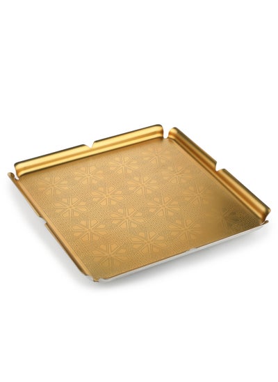 اشتري Arttdinox Designer Square Platters | Serving Tray for Food Dessert Fruit Coffee Tea | Persian Pattern | Large | Gold | Aladdin Series في الامارات