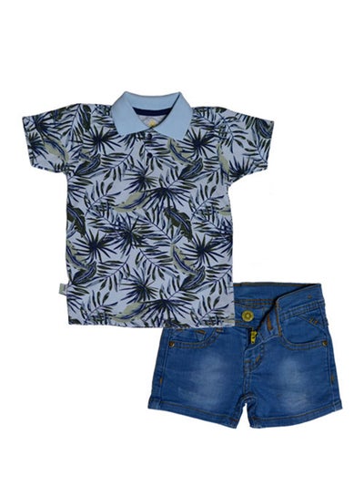 Buy Cuba Cabana Baby set with Print T-Shirt And Shorts Blue in Egypt