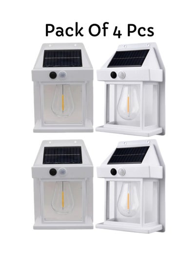 Buy Pack Of 4 Pcs Solar Outdoor Light Solar Motion Sensor Security Lights With 3 Lighting Modes Wireless Solar Wall Lights Waterproof Solar Powered Bulb Lights For Garden Home And Garage Use White in UAE