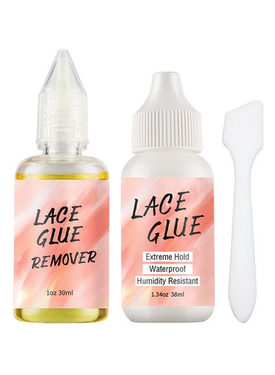 اشتري 38ML Lace Wig Glue And 30ML Adhesive Remover Set, Lace Wig Glue Safe Non-Toxic Glue, Waterproof Invisible Bonding, Perfect Combination For Front Lace Wigs في الامارات