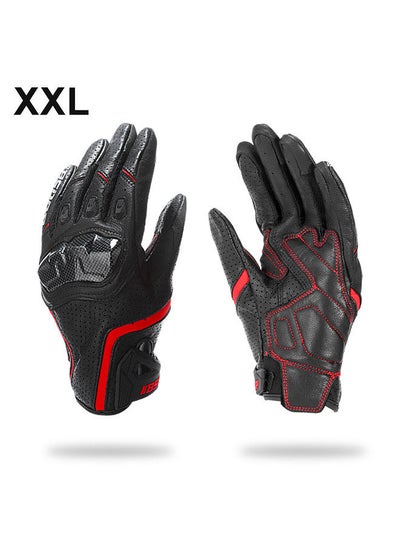 اشتري Motorcycle Gloves for Men Women Touchscreen Motocross Dirt Bike Riding Gloves All Finger with Carbon Fiber Protective Hard Knuckles Red Size XXL في الامارات