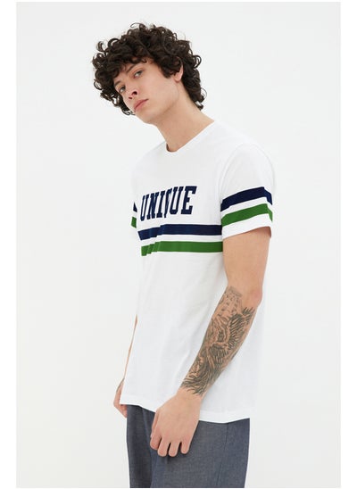 Buy White Men's Regular/Normal Cut College Printed  T-Shirt in Egypt