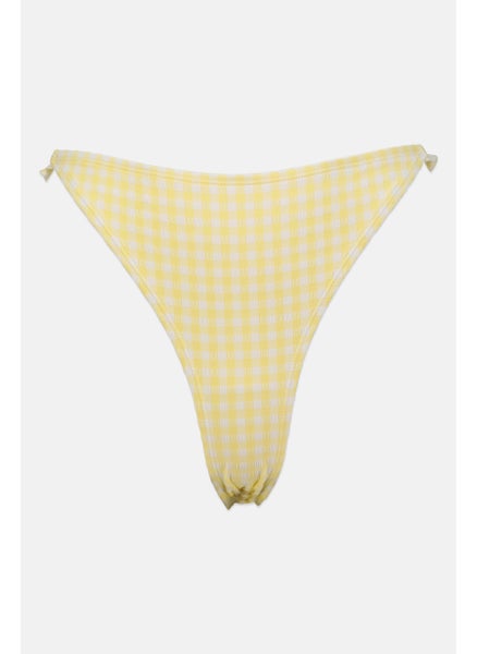 Buy Women Gingham High Leg Bikini Bottom, Yellow in UAE