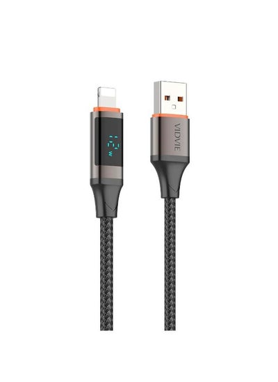 Buy Vidvie 3A Lightning Data Cable for iPhone with Digital Display Charger Power Display 1.2m in Egypt