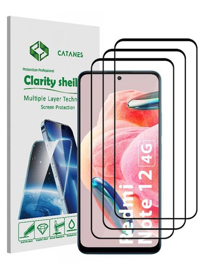 اشتري 3 Pack For Xiaomi Redmi Note 12 4G Screen Protector Scratch and Shatter Resistant Full Glue Back في الامارات