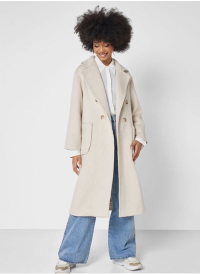 Buy Button Detail Longline Coat in UAE