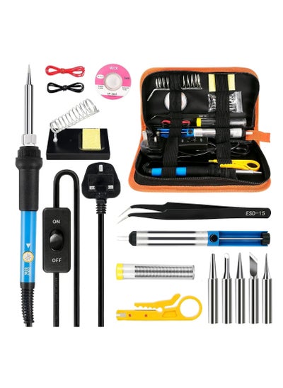 Buy Soldering Iron Kit Soldering Iron Gun with Adjustable Temp and ON Off Switch 5 Soldering Tips Desoldering Pump Solder Wire 2 in 1 Wire Stripper Cutter Soldering Iron Stand Tool Case in UAE