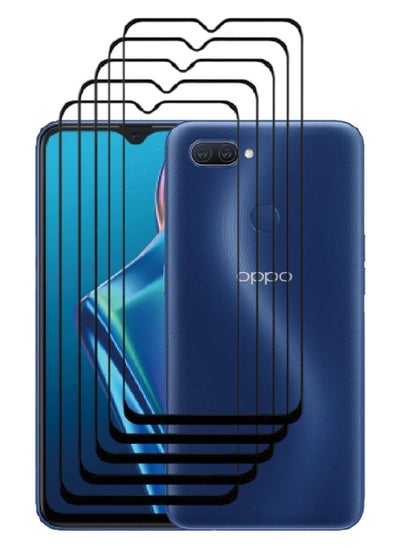 اشتري 5 Pieces Tempered Glass Screen Protector 5D Designed For Oppo A12 Full Glue Edge to Edge Full Screen Coverage And Bubble Free في الامارات