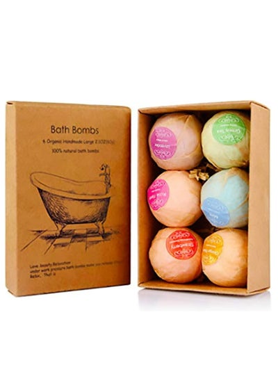 Buy Bath Bombs Gift 6 Pack, Bath Bombs Large Organic & Natural Essential Oil Handmade Bath Bombs Gift Set Moisturize Dry Skin Bath Bombs in UAE