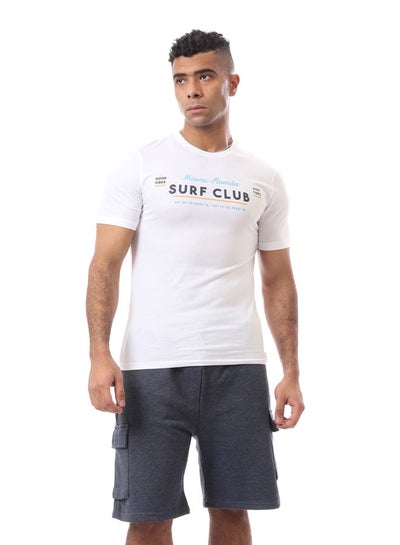 Buy "Surf Club" Round Neck White Tee With Regular Fit in Egypt