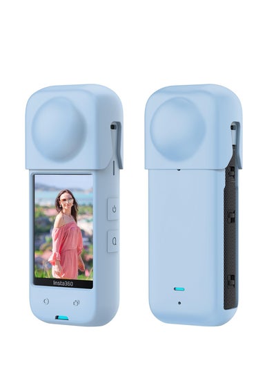 Buy Silicone Case For Insta360 X4 Body Protective Cover with Lens Cap Anti-Slip Anti-Scratch Soft Protective Case for Insta 360 X4 Camera Accessories (Blue) in UAE