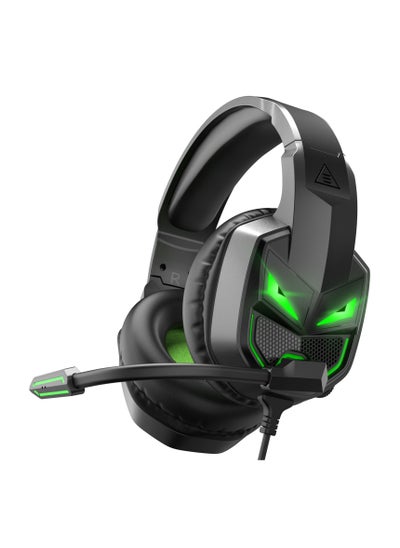 اشتري EKSA E7000 Fenrir Gaming Wired On Ear Headset for Xbox One, PS4, PC, PS5, Mobile Devices - Gaming Headphones with Noise Cancelling Microphone, Comfortable Ear Pads, 50 mm Drivers (black green) في الامارات