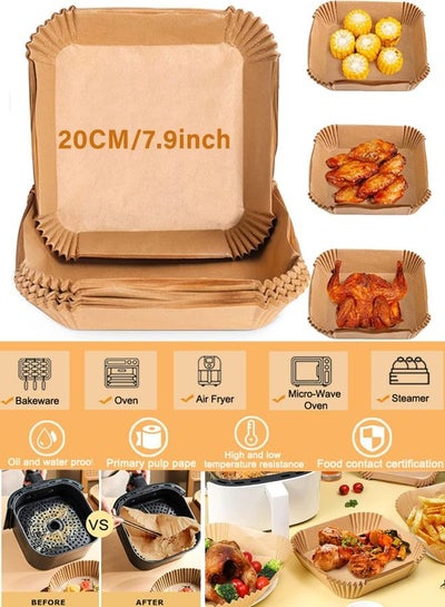 Buy 20CM Air Fryer Liners Square, Baking Paper for Air Fryer Water-proof,Parchment Paper for Baking Roasting Microwave in UAE