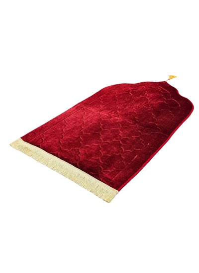 Buy Embossed Prayer Mat Anti-Slip Velvet Top Islamic Prayer Mat New Design Thick Padded Sajadah Prayer Rug for Men Women Eid Gift Ramadan Maroon 70 x 110 cm in UAE