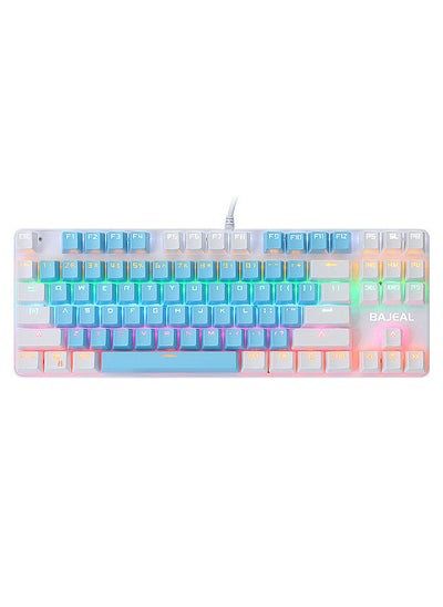 Buy 87 Keys Wired Mechanical Keyboard Mixed Light Mechanical Keyboard with Mechanical Blue Switch Suspension Button Blue+White in Saudi Arabia