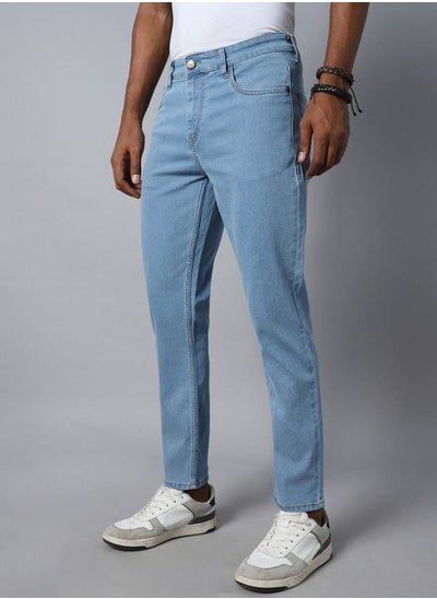 Buy Mid Rise Stretchable Tapered Fit Jeans in Saudi Arabia