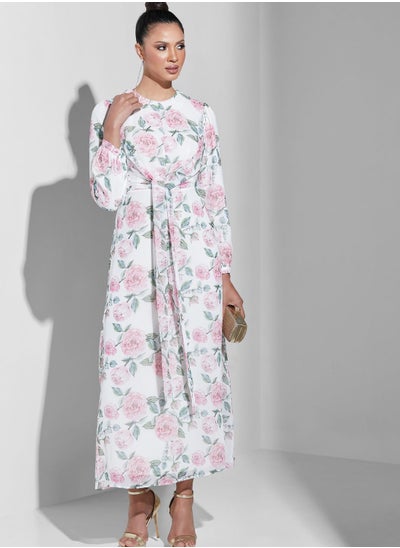 Buy Knot Detail Printed Dress in Saudi Arabia