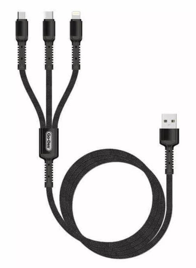 Buy 3-In-1 USB Data Sync Fast Charging Cable Black in Saudi Arabia