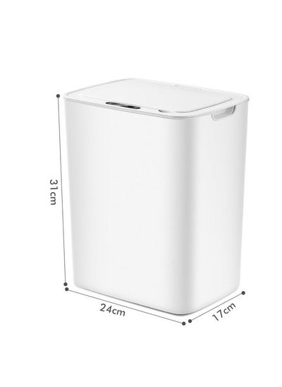 Buy Intelligent Induction Trash Can with Lid Fully Automatic Electric Creative Touch Free Large Capacity Waste Bin Garbage Container（14L White） in UAE