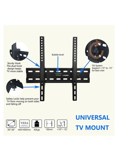 اشتري TV Wall Mount TV Stand For Most 26-55 Inches, TV Mounting Bracket VESA 400X400mm Hold Up To 40kg Fits For LED, LCD, OLED, Flat Curved Screens TV في السعودية
