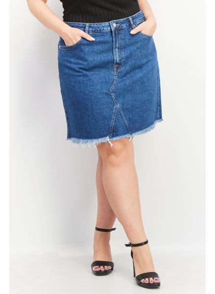 Buy Women Washed Denim Mini Skirt, Blue in UAE