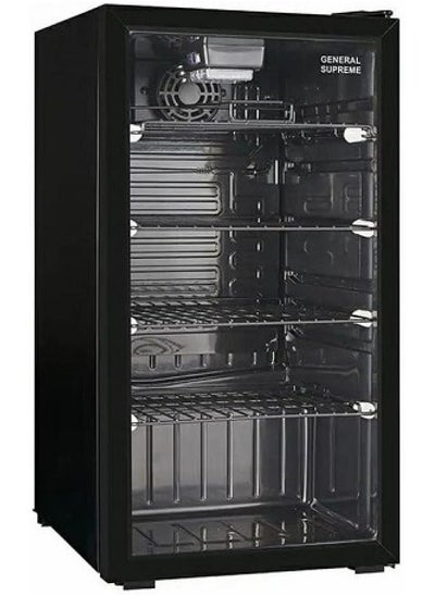 Buy General Supreme single door refrigerator with a transparent front 92 liters black in Saudi Arabia