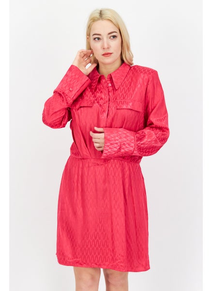 Buy Women Textured Midi Dress, Pink in UAE