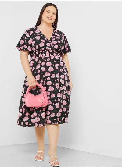 Buy Floral Printed A Line Midi Dress in UAE