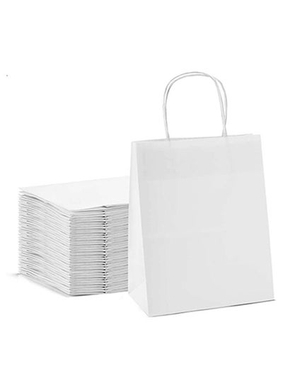 Buy Kraft Paper Bag White Twisted Handle 33x34x18 cm Paper Party Bags Hen Party Bags Kraft Paper Bag Bride Birthday Gift Bag Wedding Celebrations Bags For Party Favour Pack of 50 Pieces in UAE