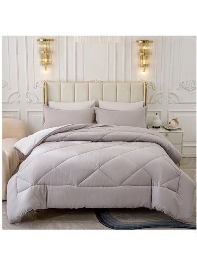 Buy Lightweight Comforter Set 6-Pcs Double Size Solid Bedding Comforter Sets With Plain Diamond Quilting And Down Alternative Filling Linen in Saudi Arabia