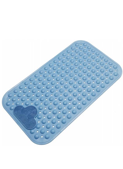 اشتري Shower Mat, Non-Slip Bath Mat with Suction Cups and Drain Holes, Foot Scrubber Mat for Bathroom, Feet Massage, 40cmx70cm (Blue) في السعودية