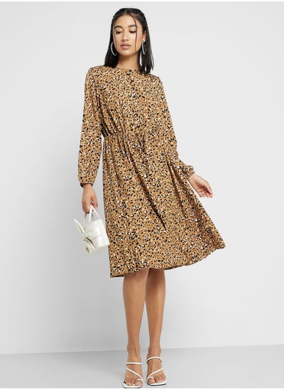 Buy Leopard Detail Midi Dress in UAE