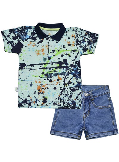 Buy Pallette Baby set with Print T-Shirt And Shorts For Boys Mint in Egypt