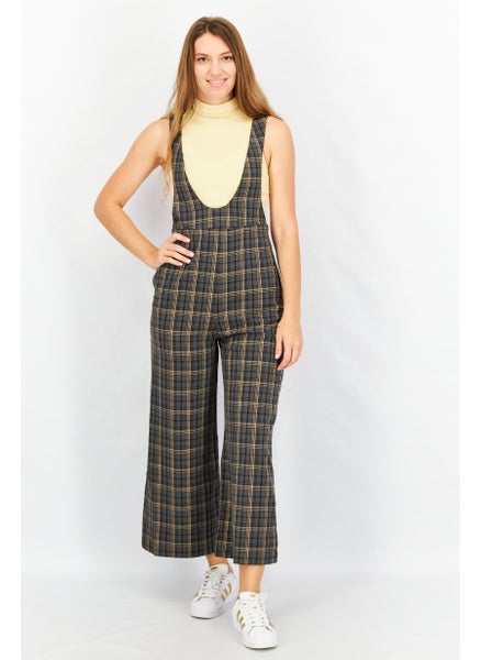 Buy Women Plaid Sleeveless Jumpsuit, Grey Combo in UAE