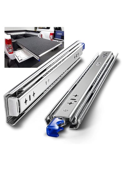 اشتري 1 Pair Heavy Duty Drawer Runners with Lock 120KG Load Capacity Locking Drawer Slide Industrial Strong Full Extension Draw Runner Ball Bearing Shelf Guide Rail Side Mount for Siding Out Storage في الامارات