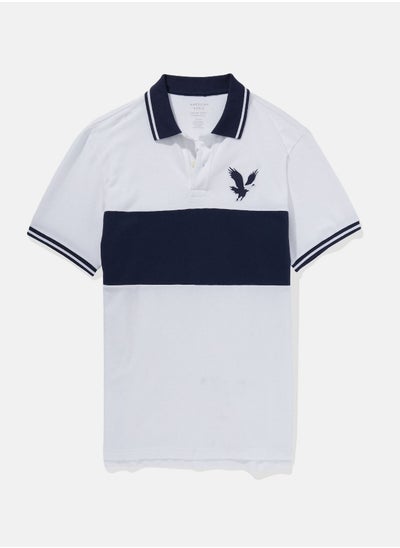 Buy AE Colorblock Logo Flex Pique Polo Shirt in UAE