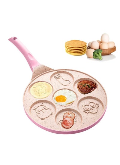 Buy Pancake Pan With 7 Animal Designs for kids - Round Ceramic Pancake Pan Nonstick Surface & Comfortable Handle in UAE