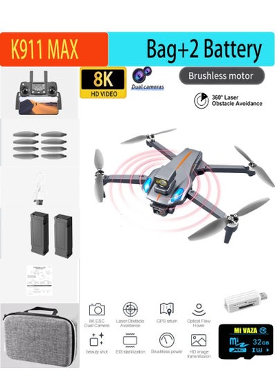 Black K911 Max Drone 8K HD Dual Camera 5G WIFI GPS FPV 360° Obstacle ...